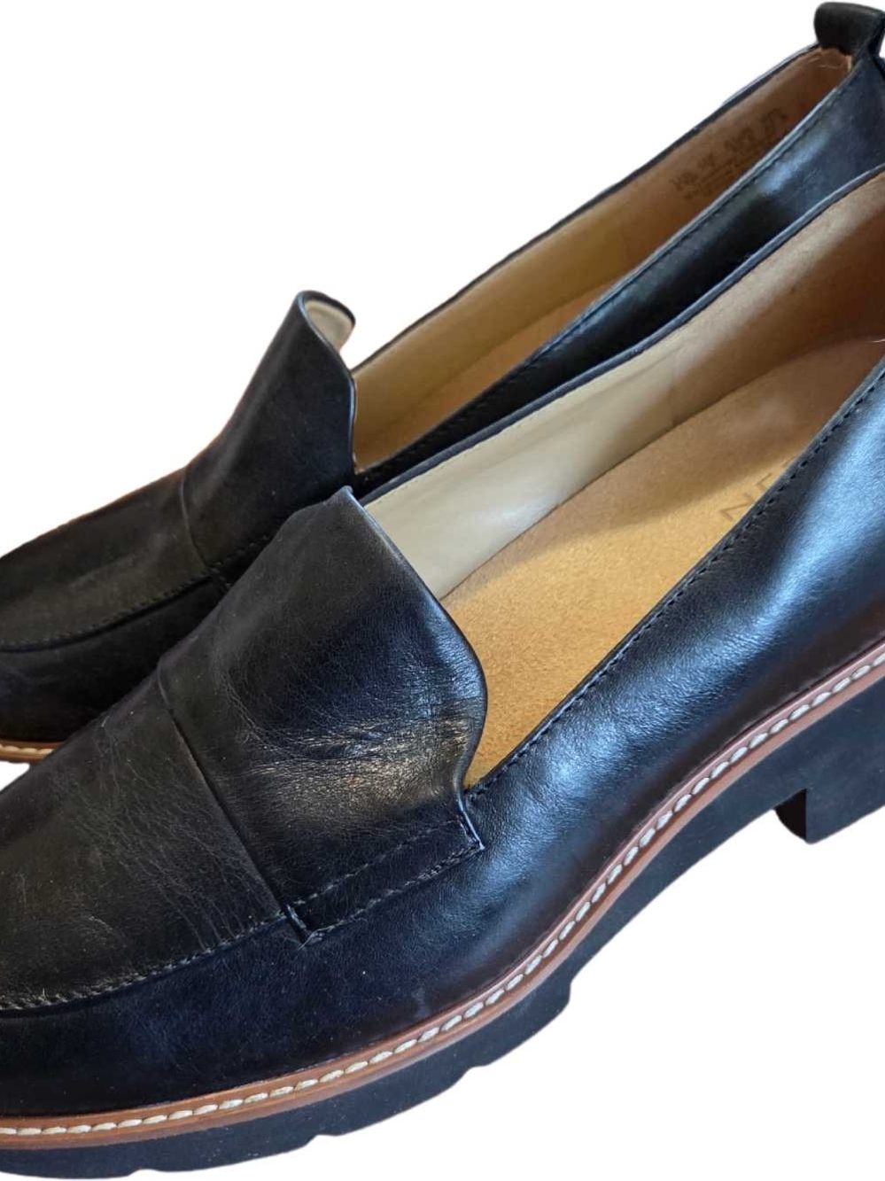 Naturalizer Black Leather Slip-On Loafers